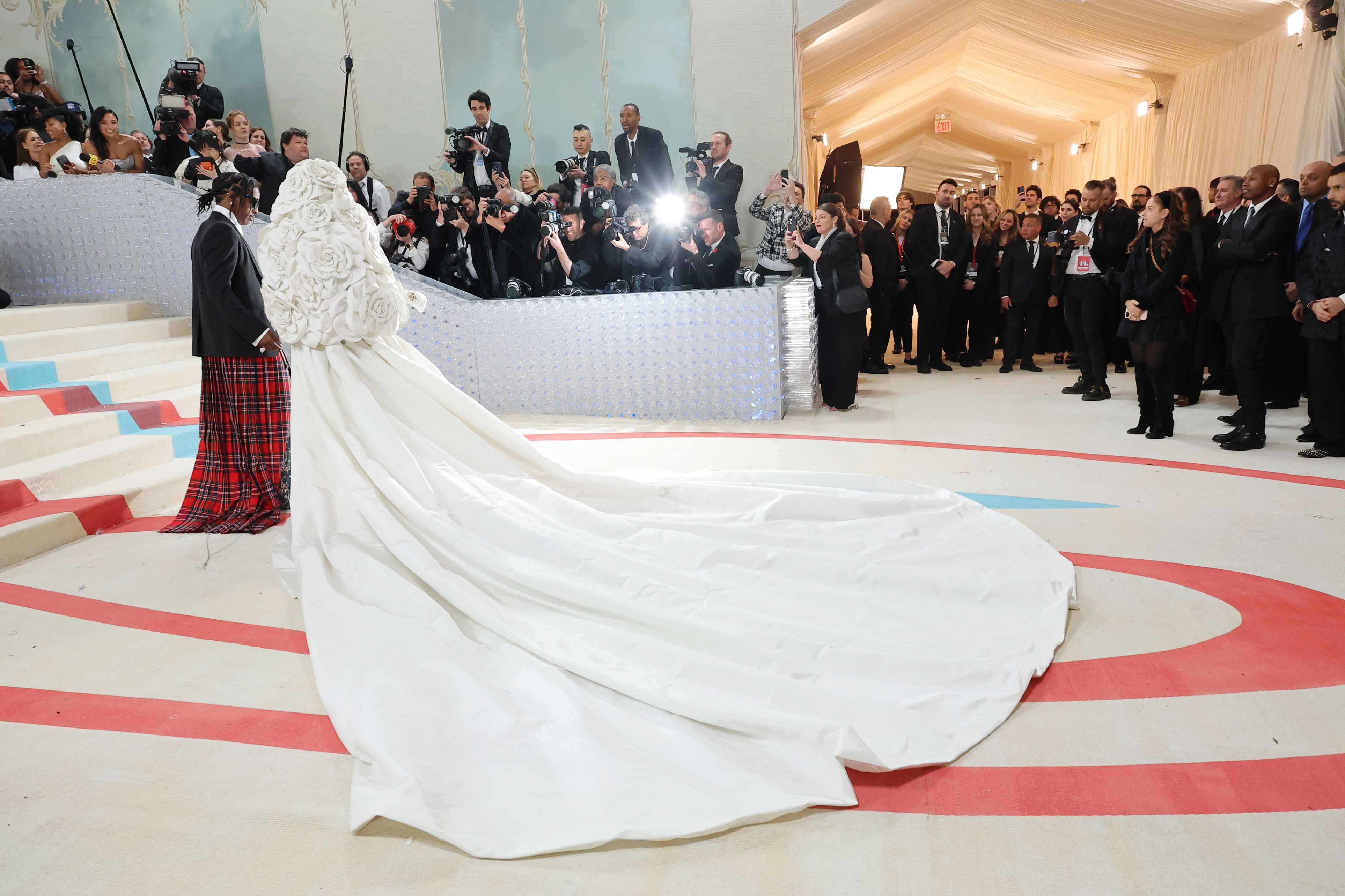 Met Gala 2023: Rihanna arrives late in white bridal gown with ASAP Rocky,  displays baby bump at fashion's biggest night