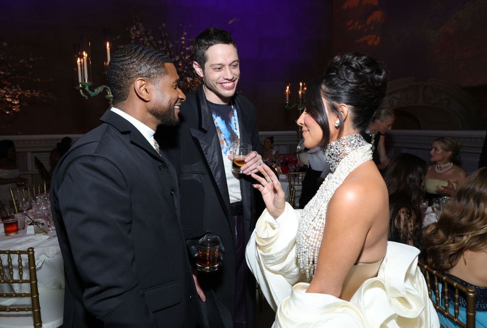 new york, new york may 01 l r usher, pete davidson, and kim kardashian attend the 2023 met gala celebrating karl lagerfeld a line of beauty at the metropolitan museum of art on may 01, 2023 in new york city photo by kevin mazurmg23getty images for the met museumvogue