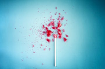 lollipop exploding, unhealthy eating concept