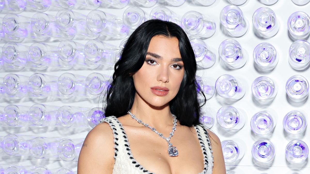 preview for Dua Lipa serves Versace Barbie in pink floral chainmail dress