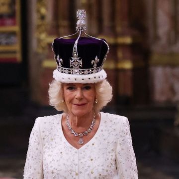 london, england may 06 queen camilla stands after being crowned by archbishop of canterbury justin welby during her coronation ceremony in westminster abbey, on may 6, 2023 in london, england the coronation of charles iii and his wife, camilla, as king and queen of the united kingdom of great britain and northern ireland, and the other commonwealth realms takes place at westminster abbey today charles acceded to the throne on 8 september 2022, upon the death of his mother, elizabeth ii photo by richard pohle wpa poolgetty images