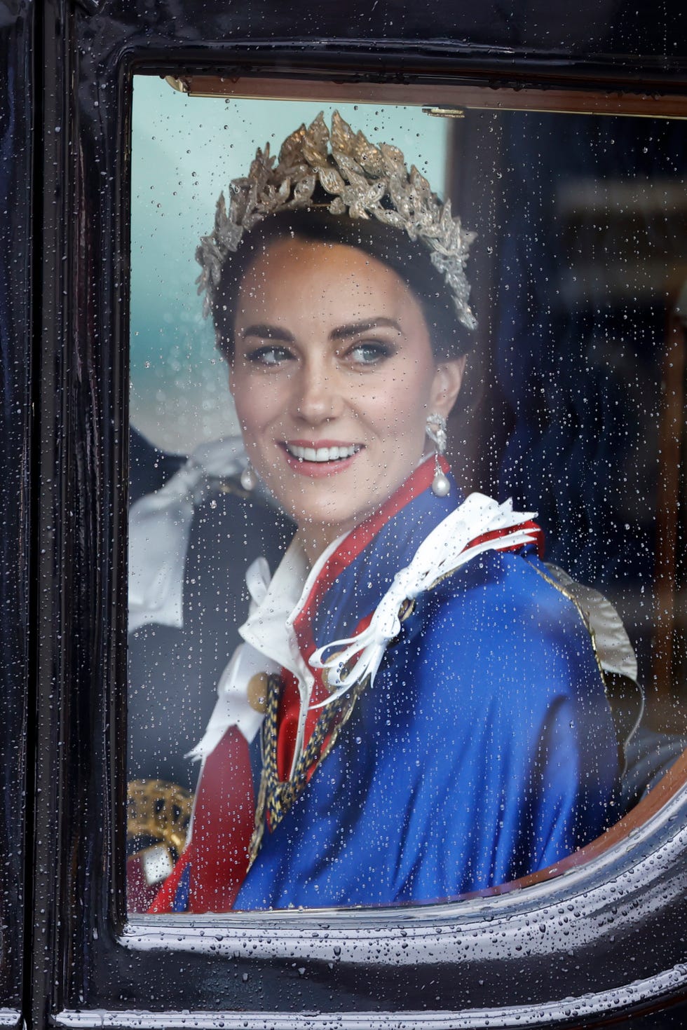london, england may 06 catherine, princess of wales departs from the coronation of king charles iii and queen camilla on may 06, 2023 in london, england the coronation of charles iii and his wife, camilla, as king and queen of the united kingdom of great britain and northern ireland, and the other commonwealth realms takes place at westminster abbey today charles acceded to the throne on 8 september 2022, upon the death of his mother, elizabeth ii photo by jeff j mitchellgetty images