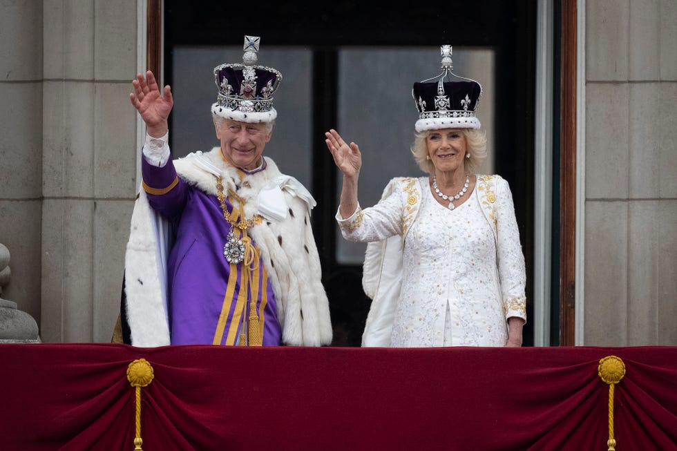 queen camilla white beige dress