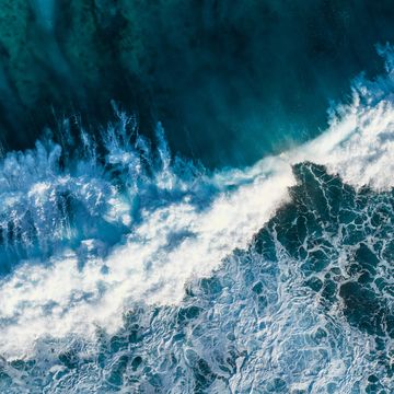 aerial drone view of waves
