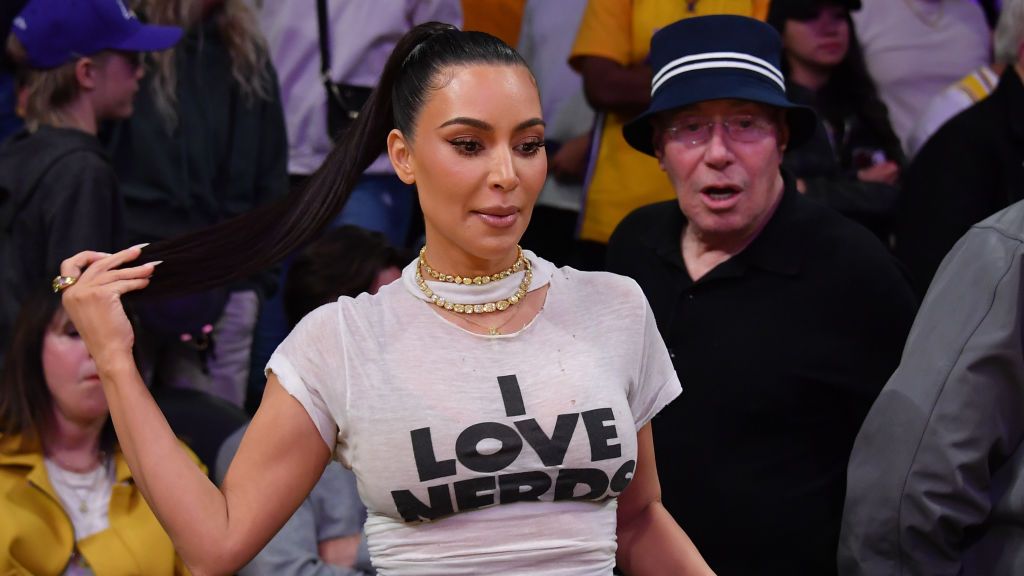 Kim Kardashian Slips Into Edgy Pantaboots at Lakers Game With Family –  Footwear News