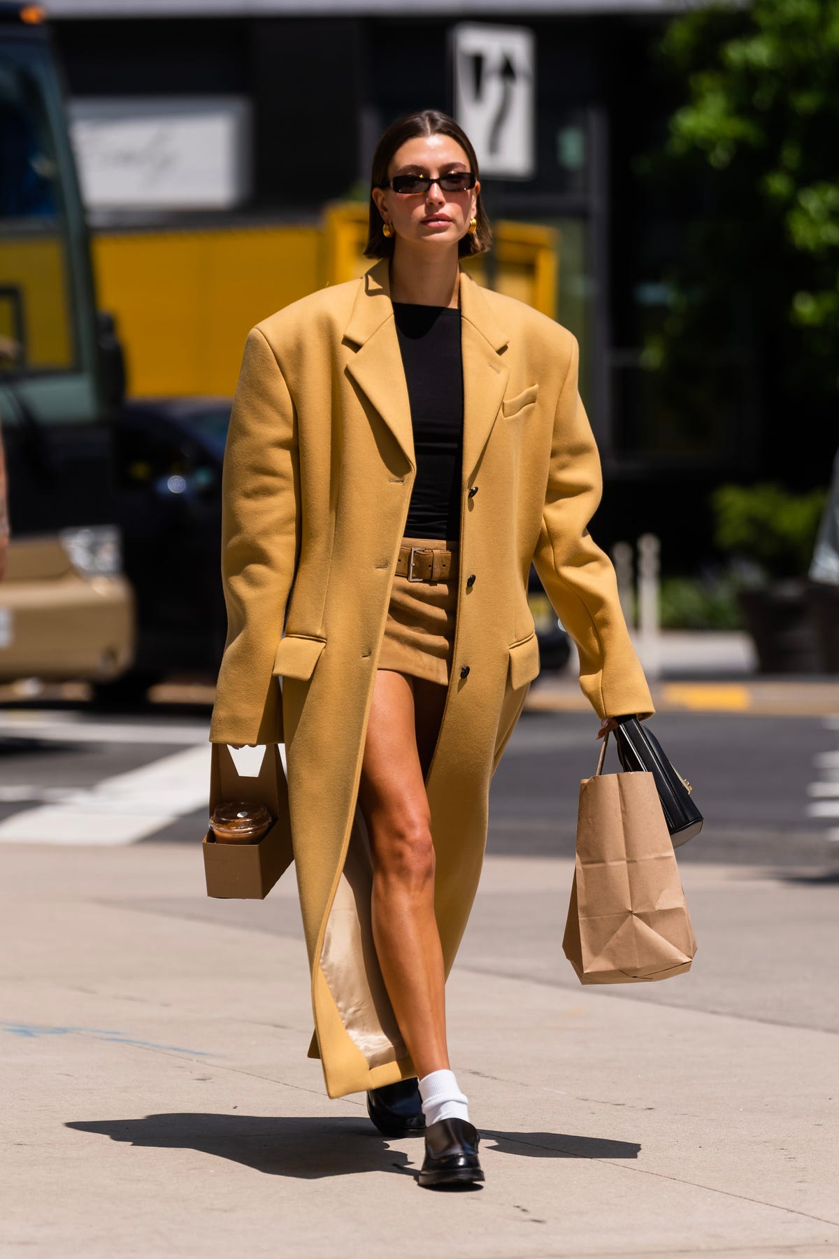 Hailey Bieber Adds Socks and Loafers to a Barely There LBD—See