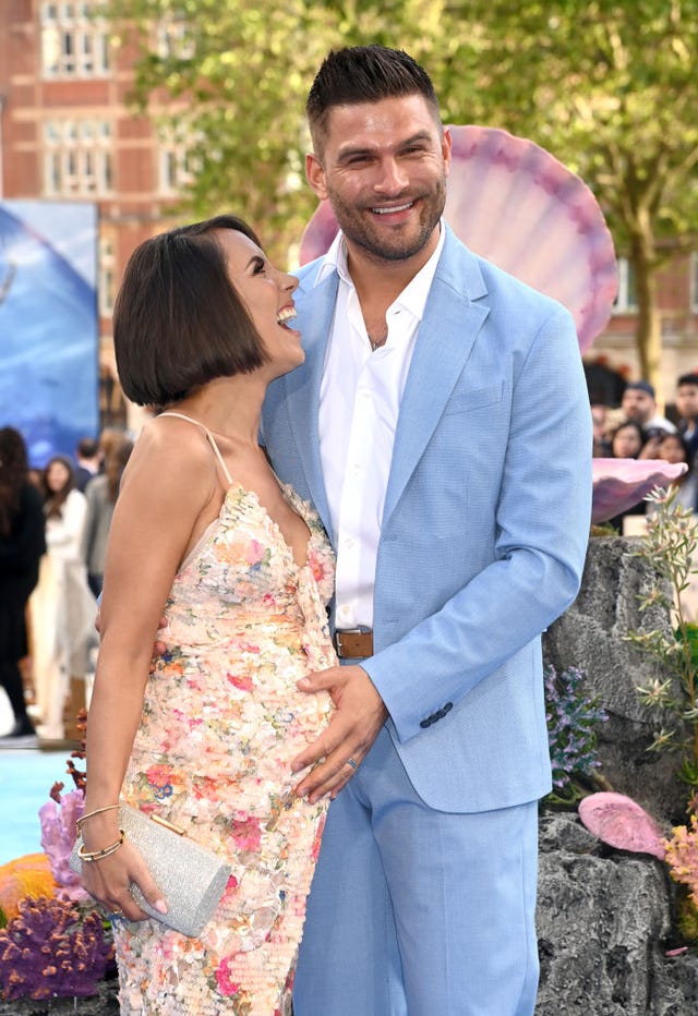 london, england may 15 janette manrara and aljaž Škorjanec attend the uk premiere of the little mermaid at odeon luxe leicester square on may 15, 2023 in london, england photo by dave j hogangetty images