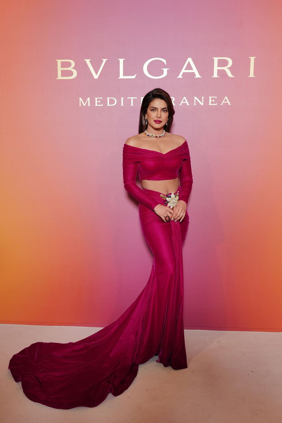 venice, italy may 16 priyanka chopra jonas attends the bulgari mediterranea high jewelry event at palazzo ducale on may 16, 2023 in venice photo by claudio laveniagetty images for bulgari