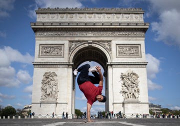 paris, france may 16 b boy mounir of france poses in front of the arc de triomphe during a portrait session on may 16, 2023 in paris, france breaking, a style of dance that originated in the united states in the 1970s, will make its olympic debut at the paris 2024 olympic games photo by ryan piersegetty images