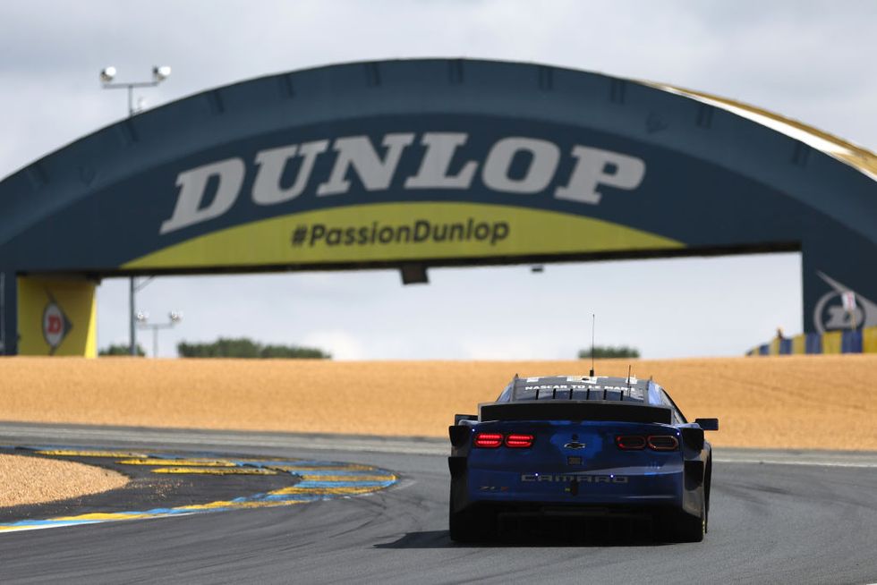 le mans, france june 11 the hendrick motorsports chevrolet camaro zr1 driven by jimmie johnson, mike rockenfeller and jenson button in action during the 100th anniversary of the 24 hours of le mans at the circuit de la sarthe on june 11, 2023 in le mans, france photo by clive rosegetty images