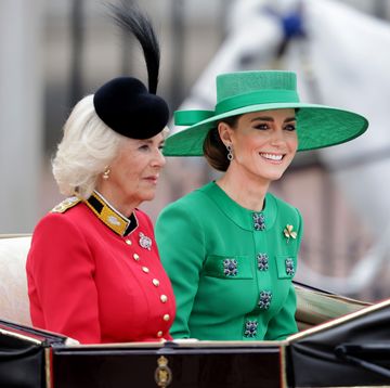 london, england june 17 queen camilla and catherine, princess of wales are seen during trooping the colour on june 17, 2023 in london, england trooping the colour is a traditional parade held to mark the british sovereigns official birthday it will be the first trooping the colour held for king charles iii since he ascended to the throne photo by chris jacksongetty images