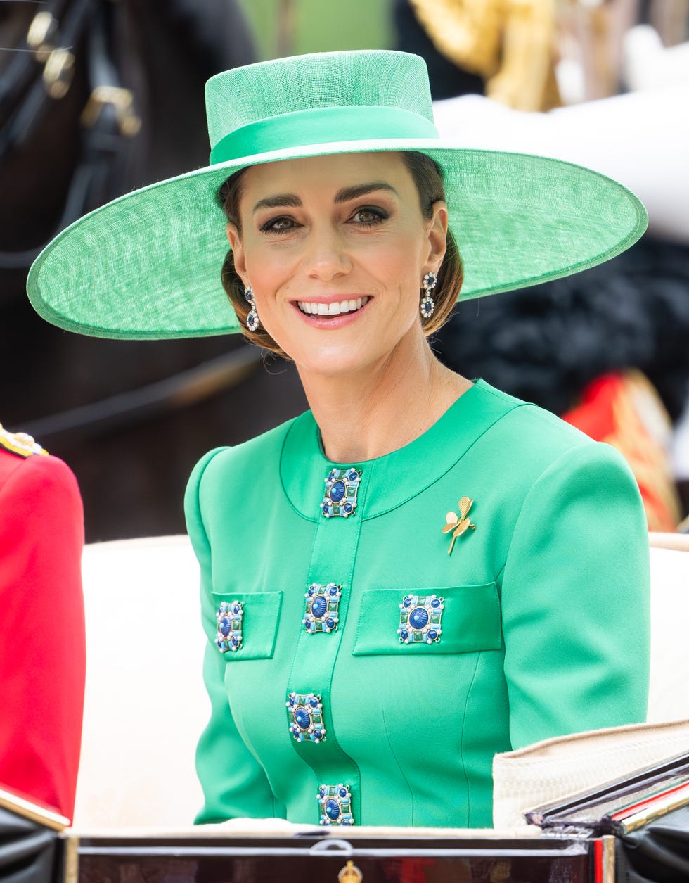 london, england june 17 catherine, princess of wales rides down the mall by carriage during trooping the colour on june 17, 2023 in london, england trooping the colour is a traditional parade held to mark the british sovereigns official birthday it will be the first trooping the colour held for king charles iii since he ascended to the throne photo by samir husseinwireimage