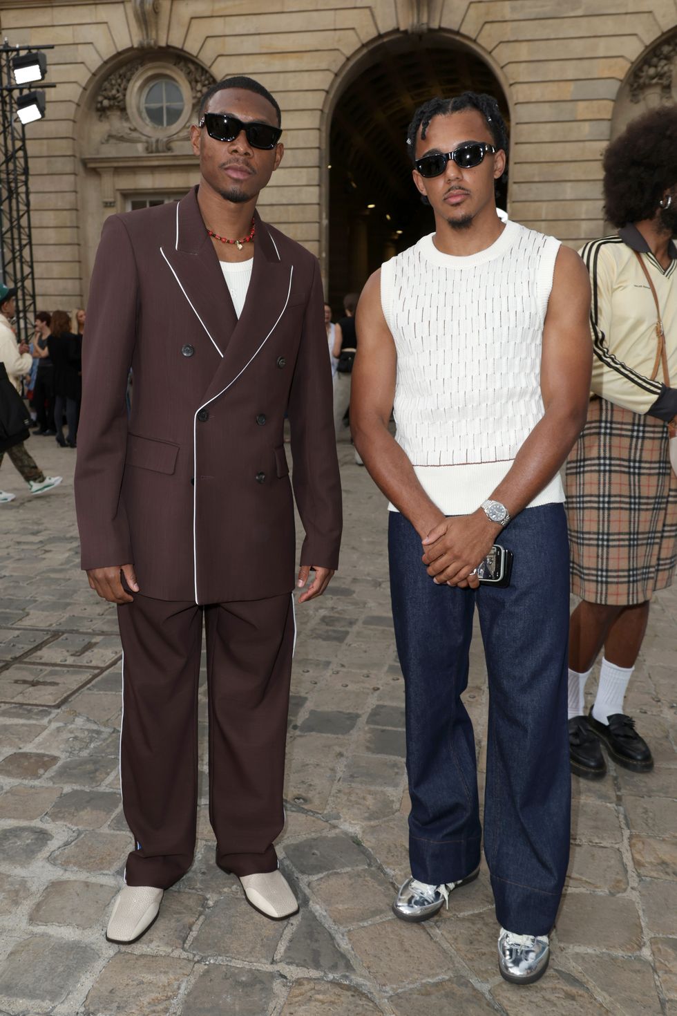 paris, france june 21 editorial use only for non editorial use please seek approval from fashion house david alaba and jules kounde attend the wales bonner menswear springsummer 2024 show as part of paris fashion week on june 21, 2023 in paris, france photo by pascal le segretaingetty images