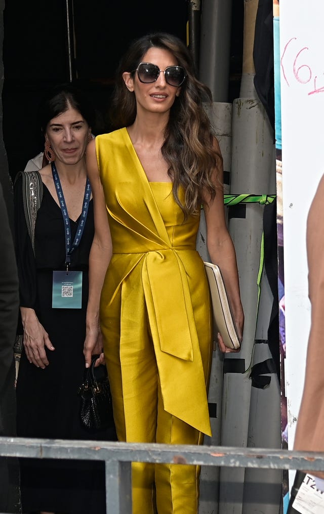Amal Clooney Goes for Gold in Her Best Jumpsuit Yet