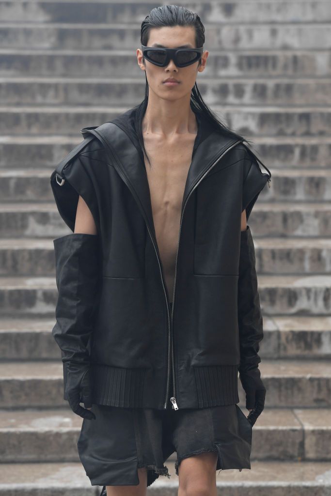 paris, france june 22 a model walks the runway during the rick owens ready to wear springsummer 2024 fashion show as part of the paris men fashion week on june 22, 2023 in paris, france photo by victor virgilegamma rapho via getty images