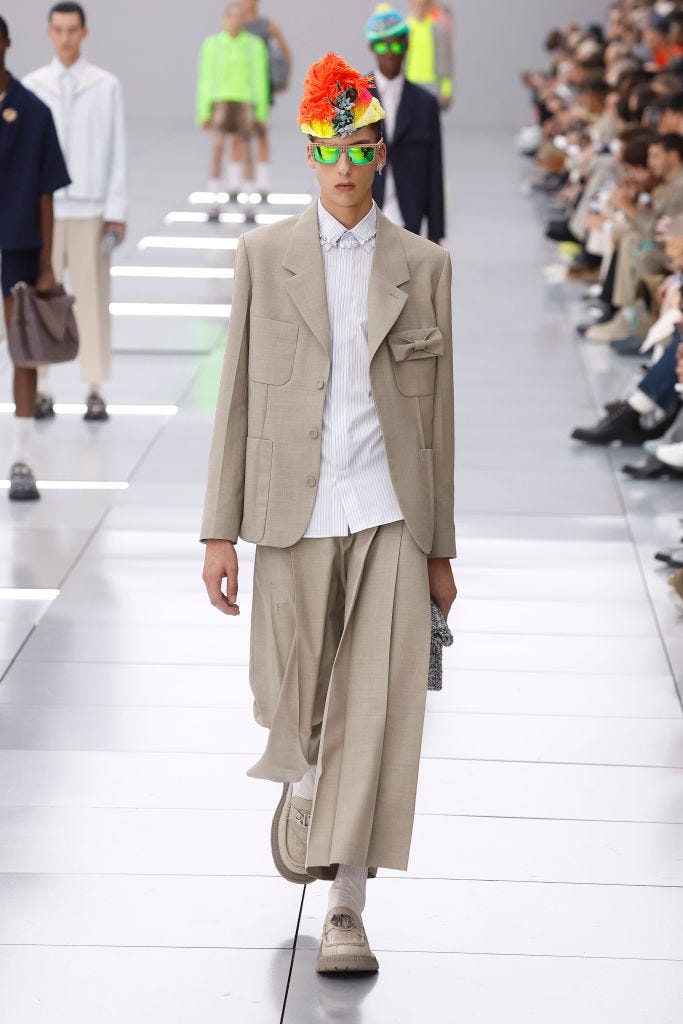 paris, france june 23: (editorial use only for non editorial use please seek approval from fashion house) a model walks the runway during the dior homme menswear spring/summer 2024 show as part of paris fashion week on june 23, 2023 in paris, france. (photo by estrop/getty images)