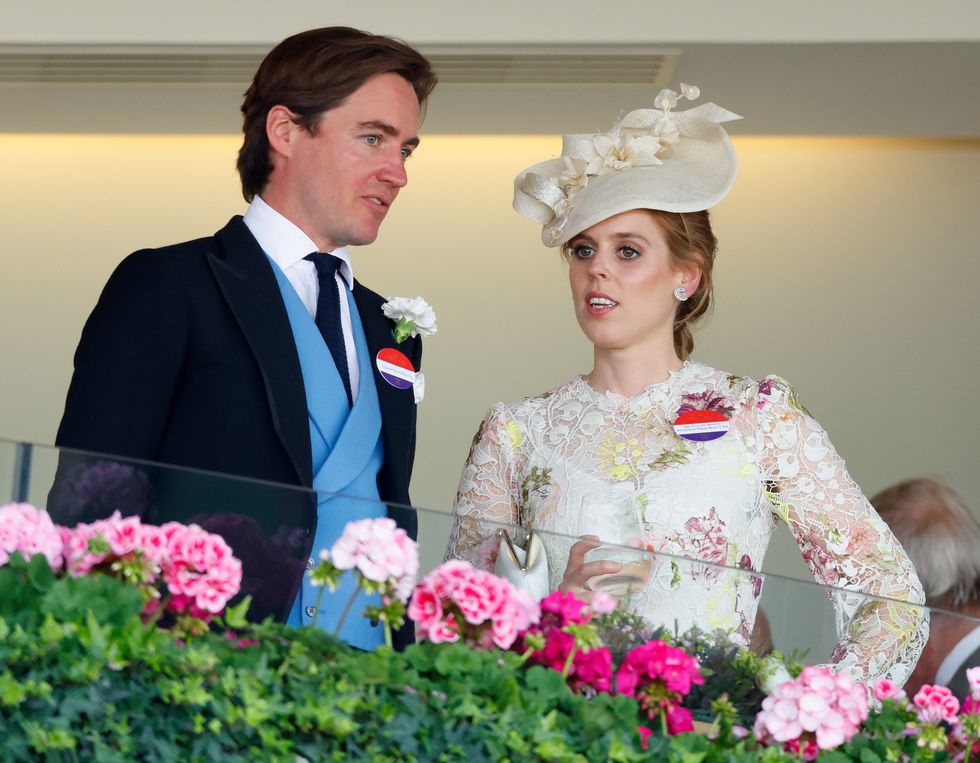 ascot, united kingdom june 23 embargoed for publication in uk newspapers until 24 hours after create date and time edoardo mapelli mozzi and princess beatrice watch the racing on day four of royal ascot 2023 at ascot racecourse on june 23, 2023 in ascot, england photo by max mumbyindigogetty images