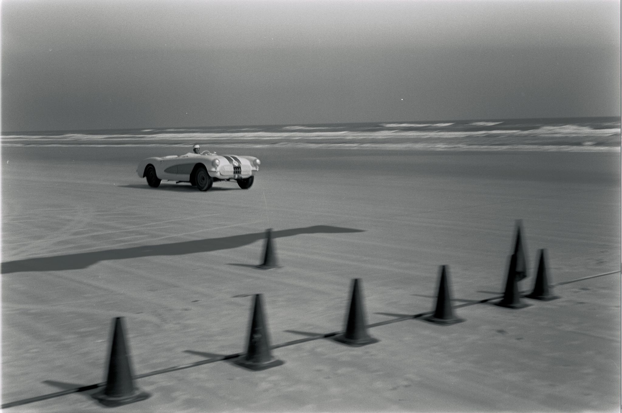 united states february 28 daytona beach speed week 1956 one of three nearly identical looking chevrolet corvettes that raced the sand this one featured the additional streamlining of zora arkus duntov's car the other two were driven by john fitch and betty skelton duntov reached over 147 mph, the fastest of the trio photo by wally parksthe enthusiast network via getty imagesgetty images