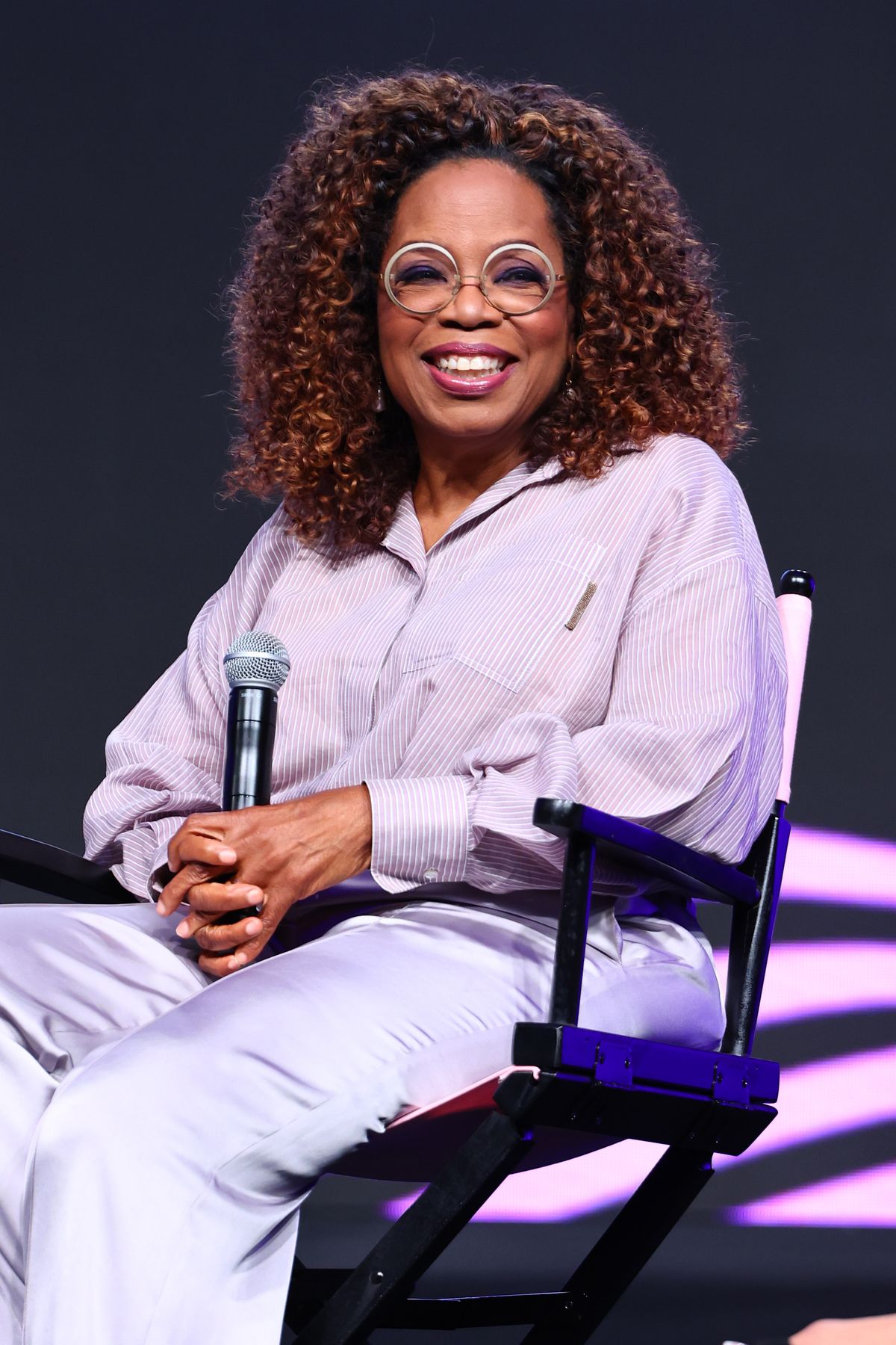 new orleans, louisiana june 30 oprah winfrey speaks onstage during from the page to the stage and beyond a discussion of the nearly 40 year legacy and impact of the color purple during the 2023 essence festival of culture™ at ernest n morial convention center on june 30, 2023 in new orleans, louisiana photo by arturo holmesgetty images for essence