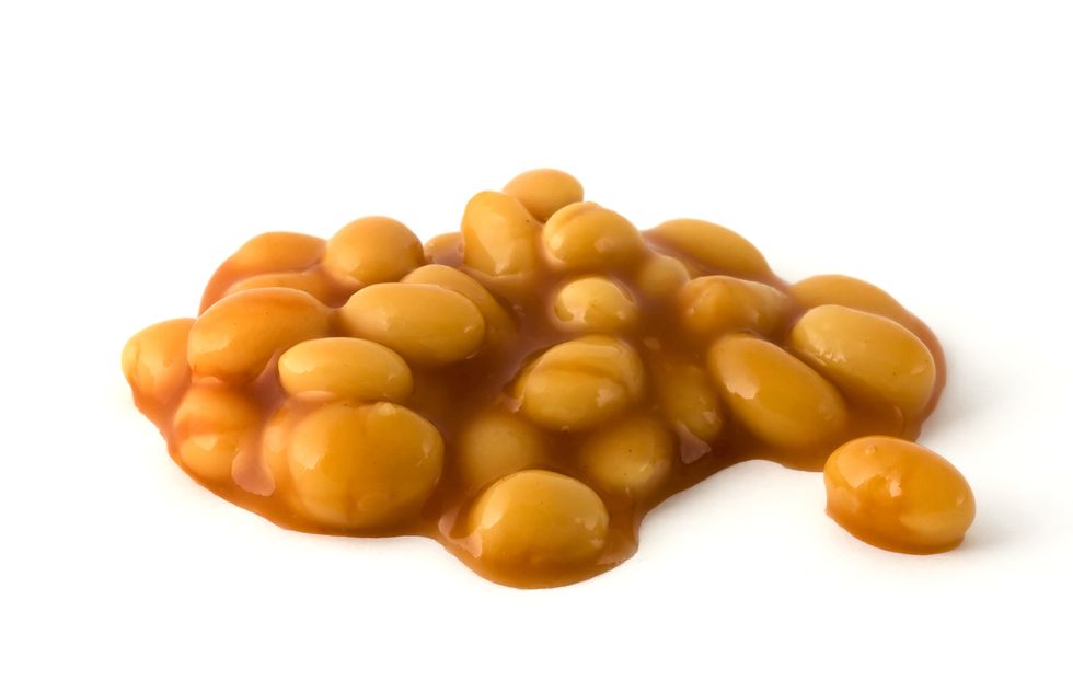 Baked beans isolated over white