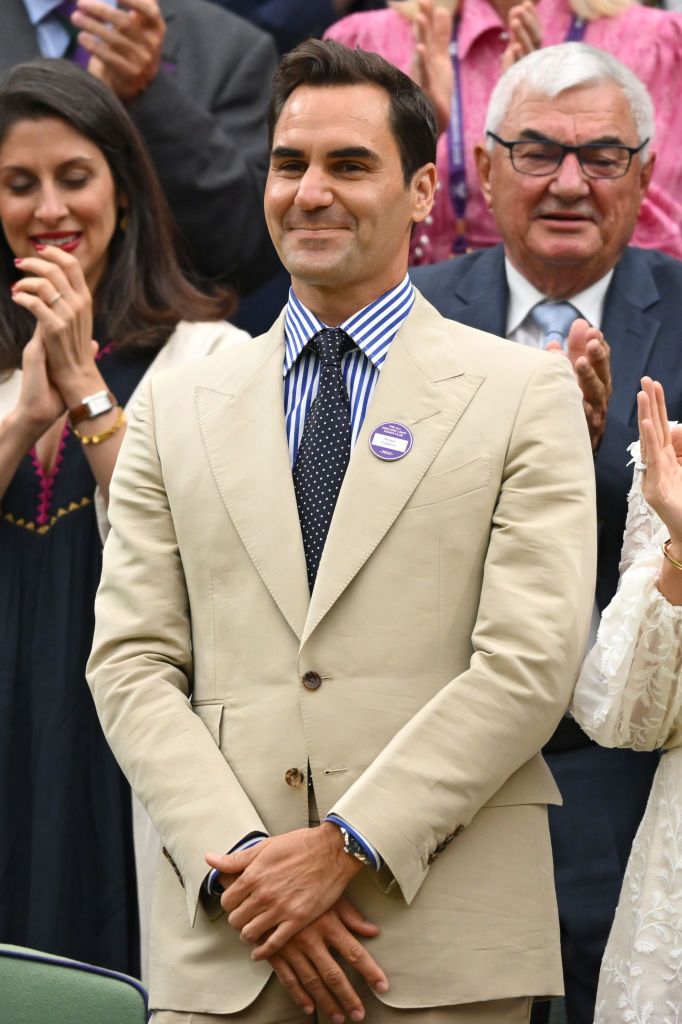 london, england july 04 roger federer court side on day two of the wimbledon tennis championships at the all england lawn tennis and croquet club on july 04, 2023 in london, england photo by karwai tangwireimage