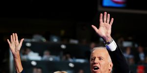 charlotte, nc   september 06  democratic vice presidential candidate, us vice president joe biden waves with his wife second lady dr jill biden after speaking on stage during the final day of the democratic national convention at time warner cable arena on september 6, 2012 in charlotte, north carolina the dnc, which concludes today, nominated us president barack obama as the democratic presidential candidate  photo by chip somodevillagetty images