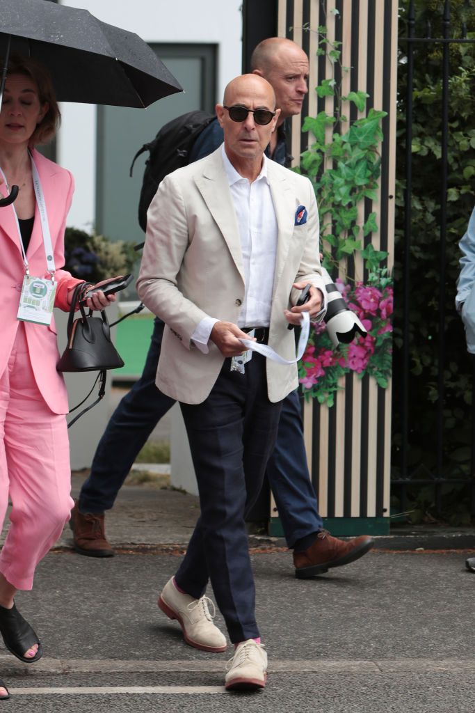 london, england july 04 stanley tucci attends day two of the wimbledon tennis championships at all england lawn tennis and croquet club at all england lawn tennis and croquet club on july 04, 2023 in london, england photo by justin e palmergc images