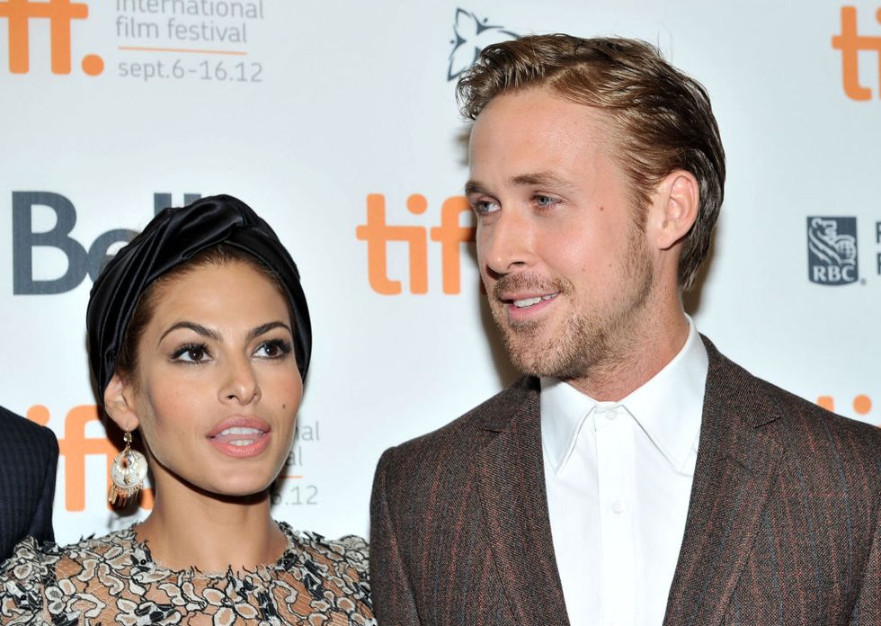 toronto, on   september 07 actors l r eva mendes and ryan gosling attend the place beyond the pines premiere during the 2012 toronto international film festival at princess of wales theatre on september 7, 2012 in toronto, canada  photo by sonia recchiagetty images