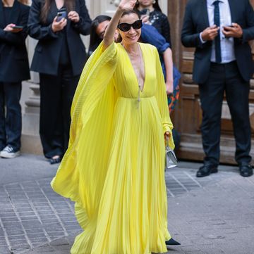 michelle yeoh yellow dress paris fashion week