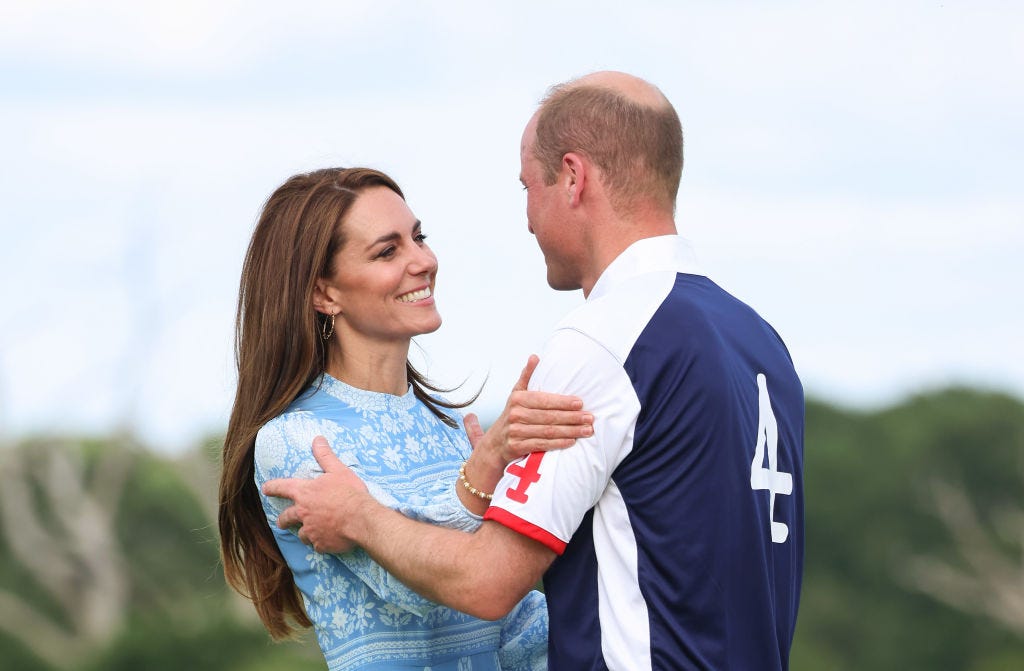windsor, england july 06 catherine, princess of wales and william, prince of wales embrace after the royal charity polo cup 2023 at guards polo club during the outsourcing inc royal polo cup at guards polo club, flemish farm on july 06, 2023 in windsor, england photo by chris jacksongetty images for tgi sport