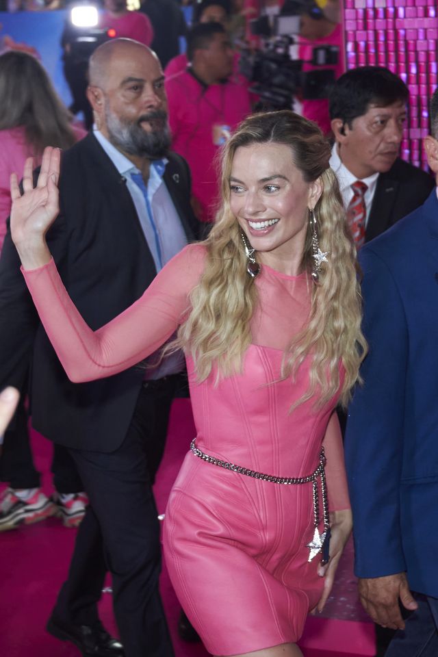 Margot Robbie Is Edgy Barbie in Leather Minidress and Belly Chain