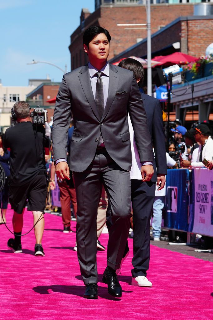 seattle, wa july 11 shohei ohtani 17 of the los angeles angels walks during the all star red carpet show at pike place market on tuesday, july 11, 2023 in seattle, washington photo by mary deciccomlb photos via getty images