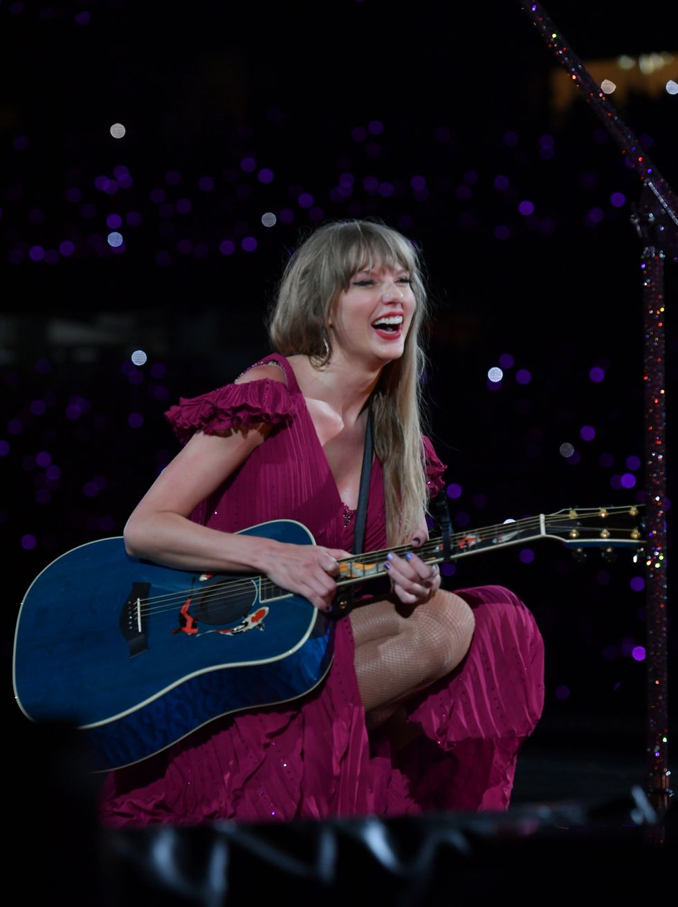 taylor swift performs onstage during night two of taylor swift the eras tour at geha field at arrowhead stadium on july 08, 2023 in kansas city, missouri