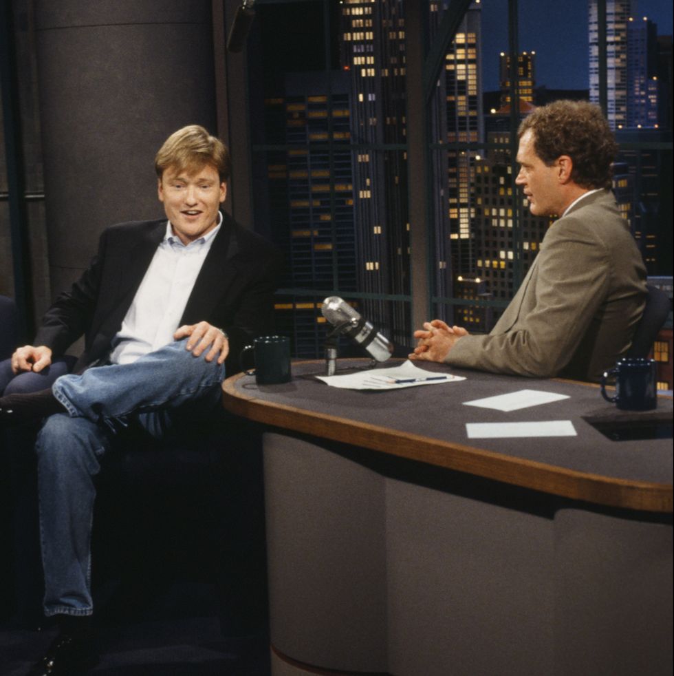 late night with david letterman    episode 1245    pictured l r tv writer and late night successor conan obrien, host david letterman on may 4, 1993    photo by al levinenbcu photo banknbcuniversal via getty images via getty images