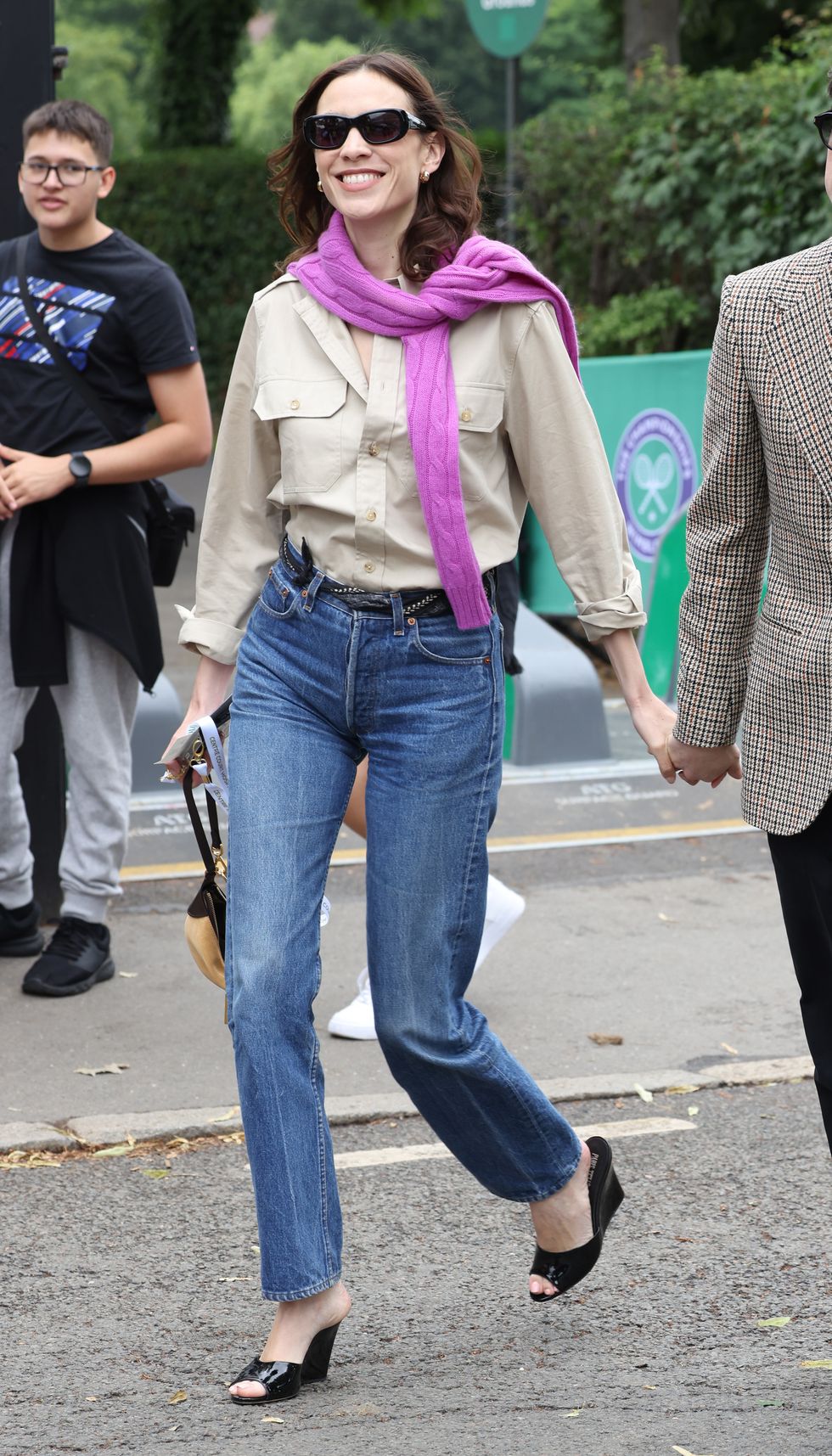 london, england july 09 alexa chung attends day seven of the wimbledon tennis championships at all england lawn tennis and croquet club at all england lawn tennis and croquet club on july 09, 2023 in london, england photo by neil mockfordgc images