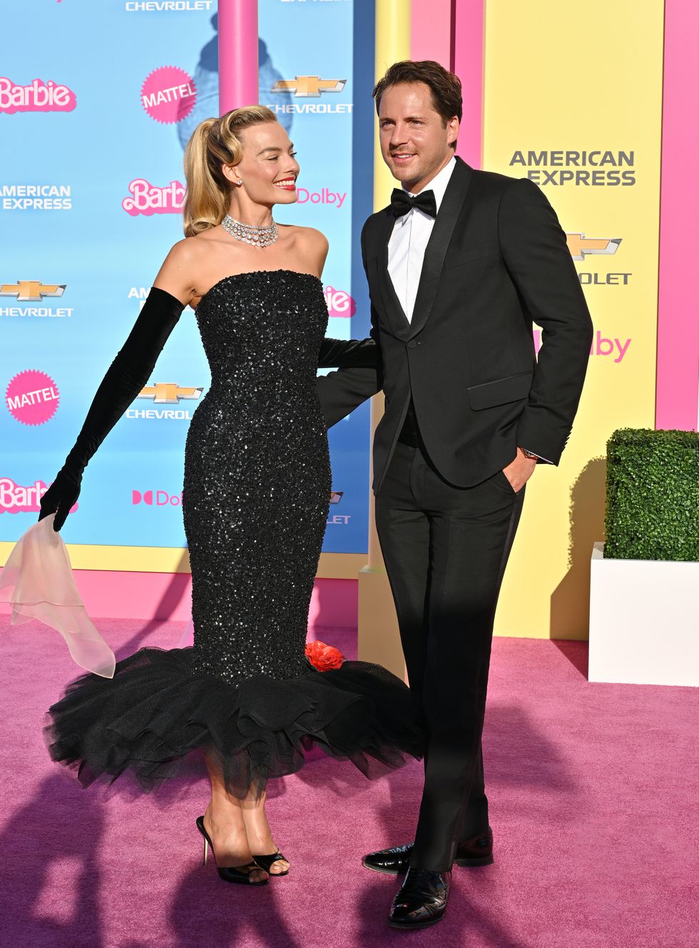 los angeles, california july 09 margot robbie and tom ackerley attend the world premiere of barbie at shrine auditorium and expo hall on july 09, 2023 in los angeles, california photo by axellebauer griffinfilmmagic