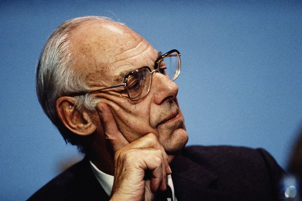 british businessman denis thatcher 1915   2003, husband of prime minister margaret thatcher, at the conservative party conference, 1990 photo by tom stoddarthulton archivegetty images