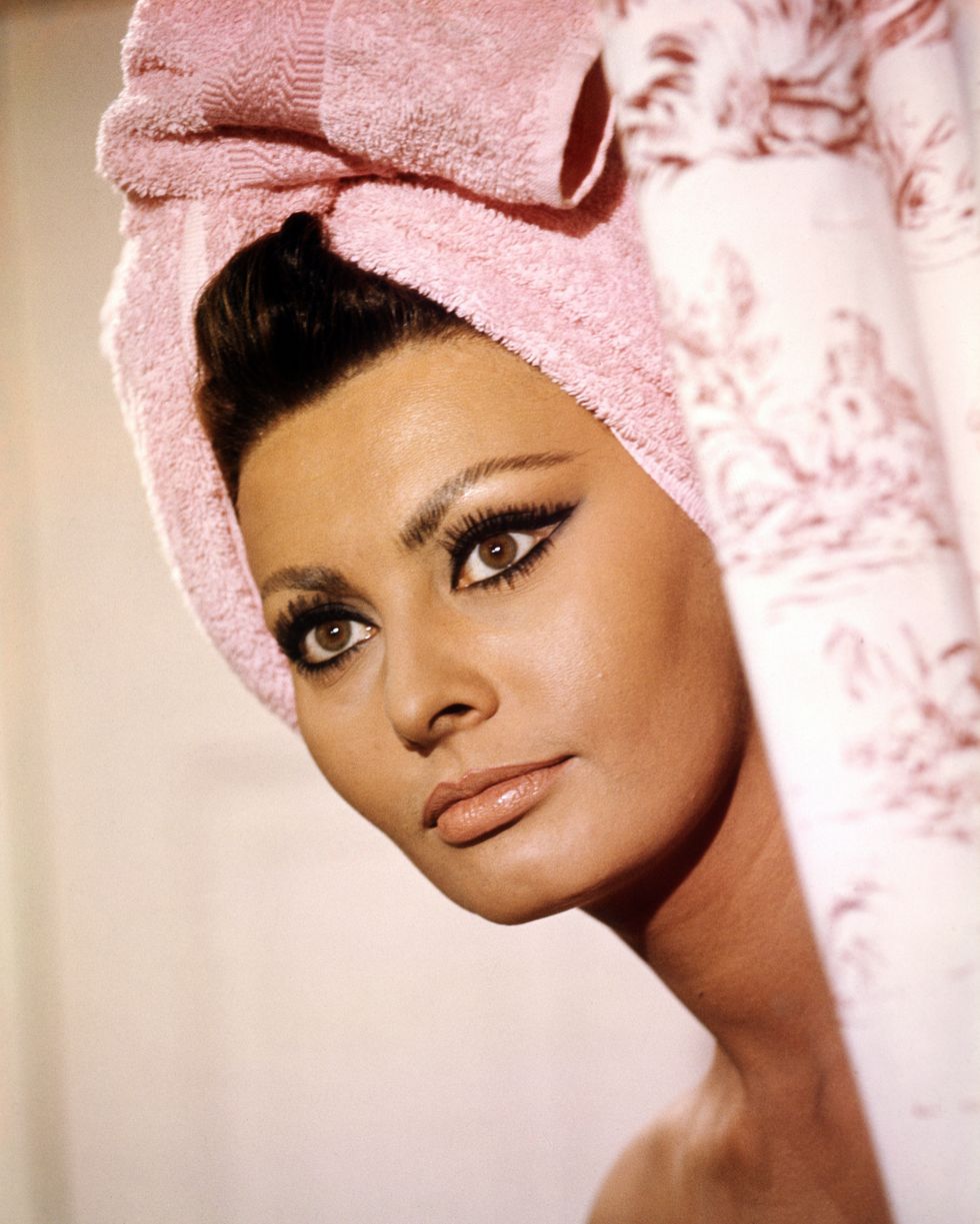 italian actress sophia loren with her hair wrapped in a towel, in arabesque, directed by stanley donen, 1966 photo by silver screen collectiongetty images