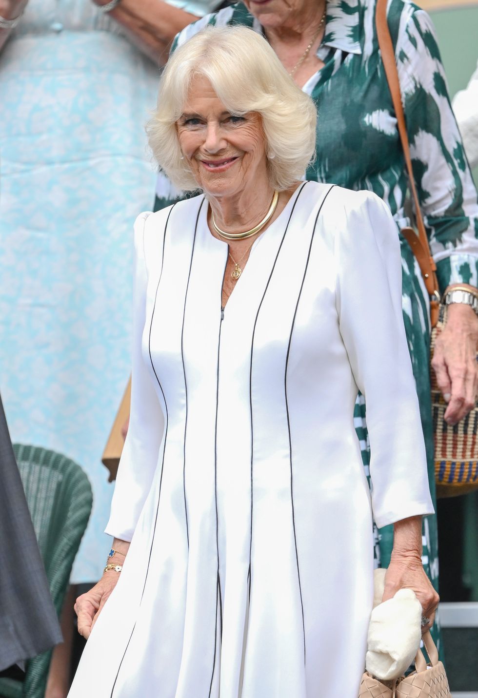london, england july 12 queen camilla attends day ten of the wimbledon tennis championships at the all england lawn tennis and croquet club on july 12, 2023 in london, england photo by karwai tangwireimage