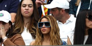 london, england july 14 singer, shakira watches the mens singles semi final between carlos alcaraz of spain and daniil medvedev on day twelve of the championships wimbledon 2023 at all england lawn tennis and croquet club on july 14, 2023 in london, england photo by clive brunskillgetty images