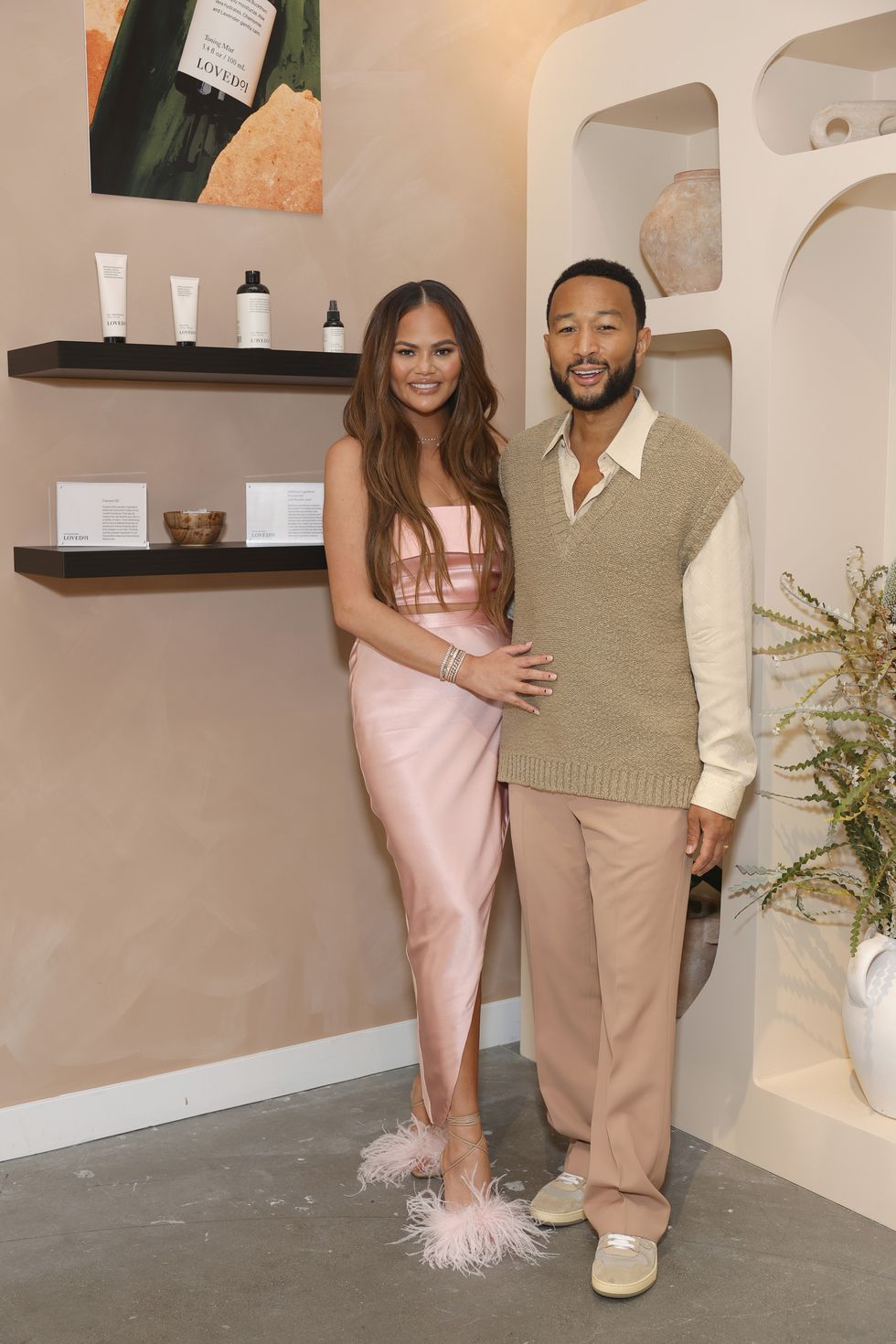 los angeles, california july 20 l r chrissy teigen and john legend attend loved01 by john legend launches pop up at at westfield century city on july 20, 2023 in los angeles, california photo by stefanie keenangetty images for loved01
