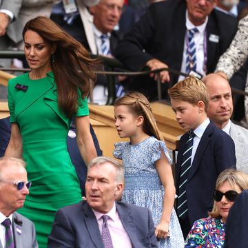 london, england july 16 catherine, princess of wales, princess charlotte of wales, prince george of wales and prince william, prince of wales, are seen in the royal box ahead of the mens singles final between novak djokovic of serbia and carlos alcaraz of spain on day fourteen of the championships wimbledon 2023 at all england lawn tennis and croquet club on july 16, 2023 in london, england photo by julian finneygetty images