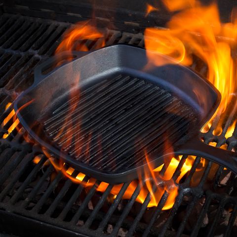 Cast Iron Skillet on Grill