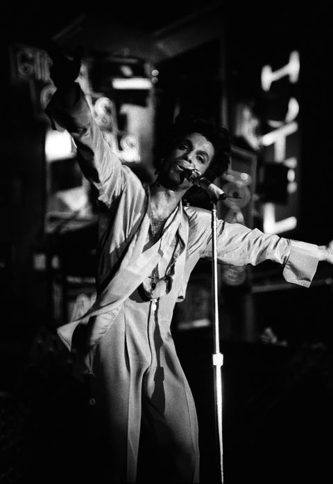 prince performs on stage on the sign o the times tour, isstadion, stockholm, sweden, 9th may 1987 photo by rob verhorstredferns