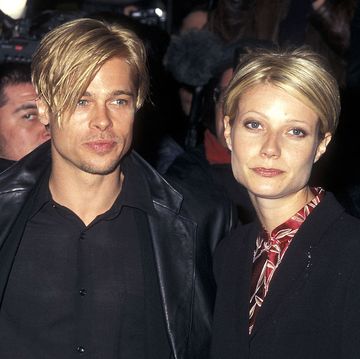 actor brad pitt and actress gwyneth paltrow reflect on their relationship 20 years on  attend the devils own new york city premiere on march 13, 1997 at city cinemas cinema 1 in new york city photo by ron galellaron galella collection via getty images