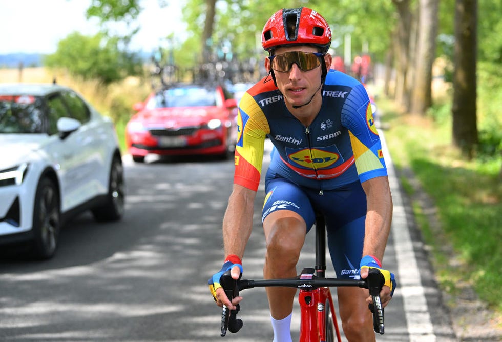 hamoir, belgium july 22 bauke mollema of the netherlands and team lidl trek competes during the stage one of the 44th ethias tour de wallonie 2023 a 1896km stage from huy to hamoir uciwt on july 22, 2023 in hamoir, belgium photo by luc claessengetty images
