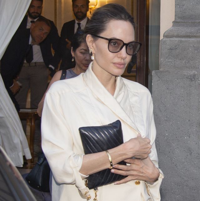 rome, italy july 30 angelina jolie is seen leaving her hotel on july 30, 2023 in rome, italy photo by megagc images