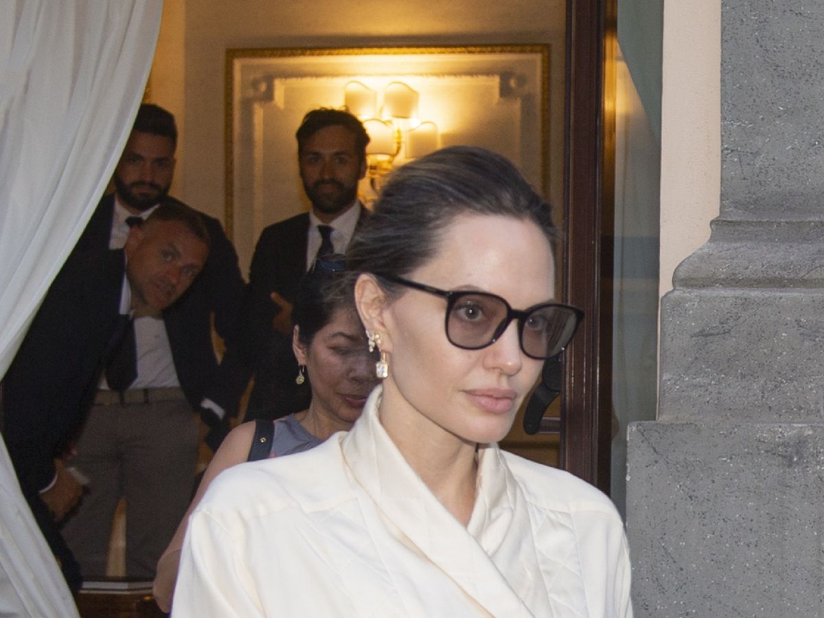 Angelina Jolie Wears Black Dress During Rome Outing: Photos