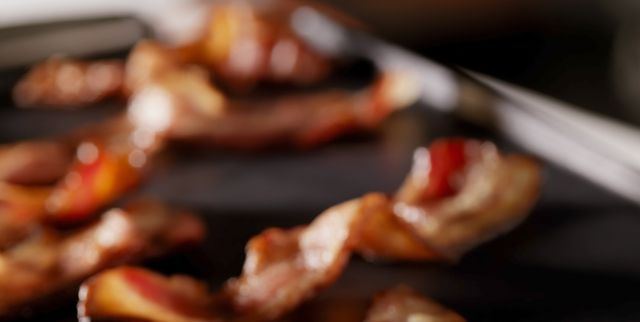 bacon frying on the grill  photographed on hasselblad h3d 39mb camera