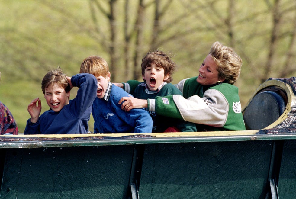 diana, the princess of wales, prince william prince harry at alton towers theme park